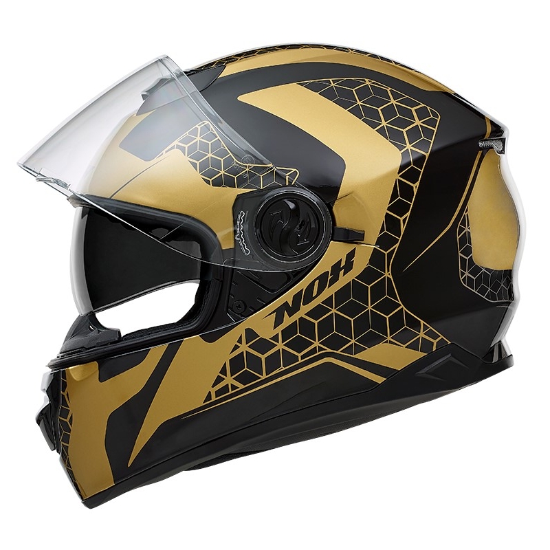 Cască integrală pentru motociclete NOX N301 Steel negru-auriu