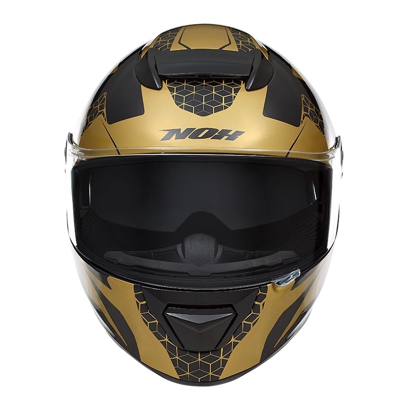 Cască integrală pentru motociclete NOX N301 Steel negru-auriu