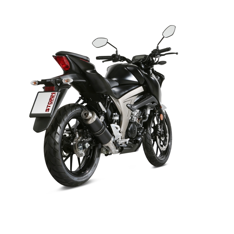 Sistem de evacuare complet 1x1 STORM GP negru otel pentru SUZUKI GSX-S 125 2017-2021, SUZUKI GSX-R 125 2017-2021
