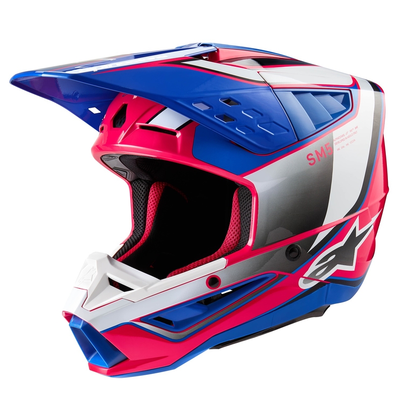 Casca Motocross Alpinestars S-M5 Sail Alb-Roz-Albastru