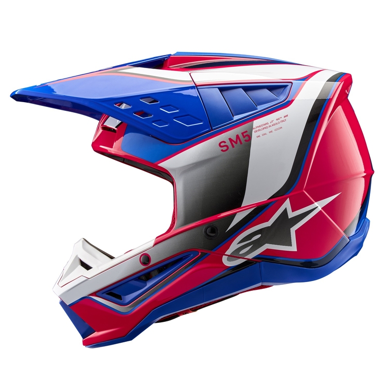 Casca Motocross Alpinestars S-M5 Sail Alb-Roz-Albastru