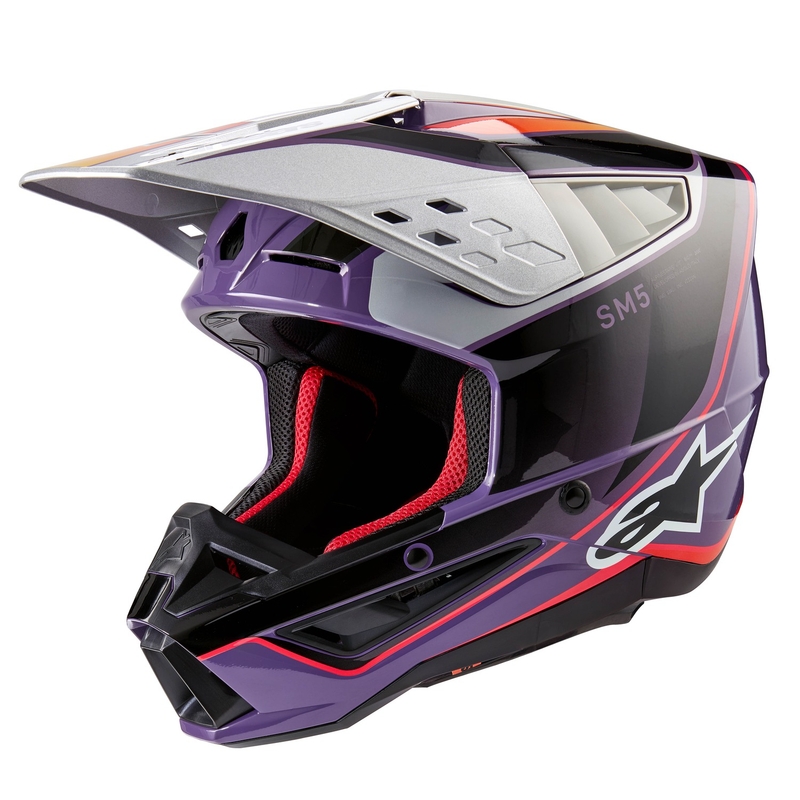 Casca motocross Alpinestars S-M5 Sail mov-negru-argintiu