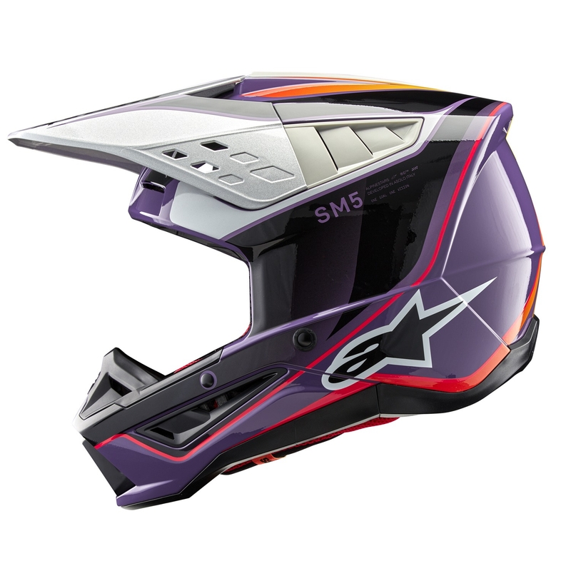 Casca motocross Alpinestars S-M5 Sail mov-negru-argintiu
