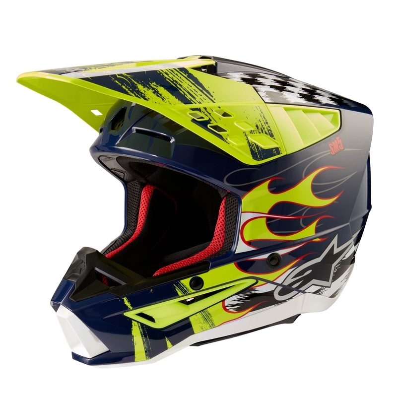 Casca motocross Alpinestars S-M5 Rash albastru-galben fluo
