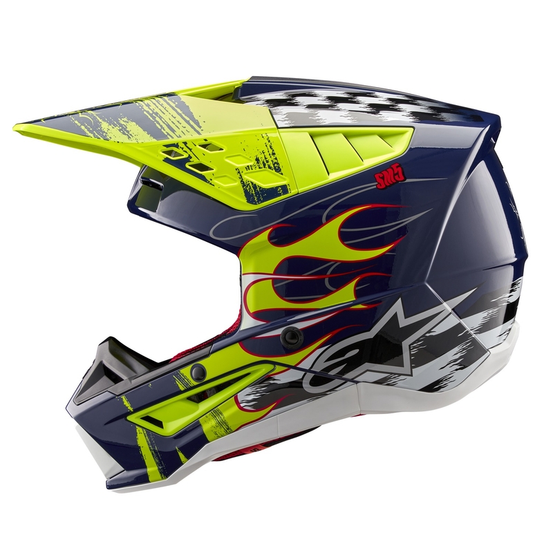 Casca motocross Alpinestars S-M5 Rash albastru-galben fluo