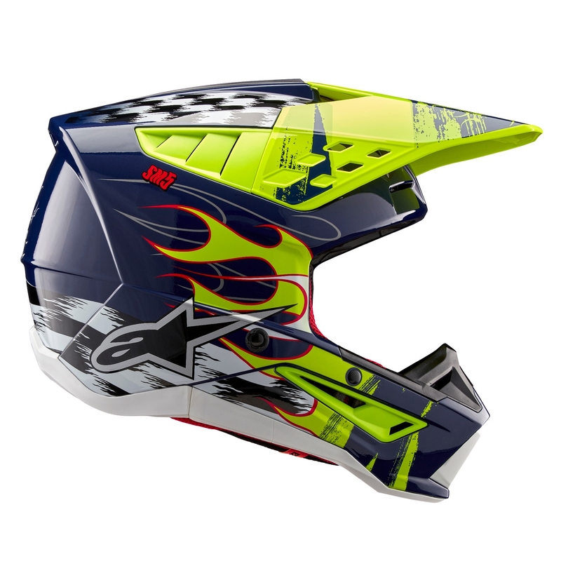 Casca motocross Alpinestars S-M5 Rash albastru-galben fluo