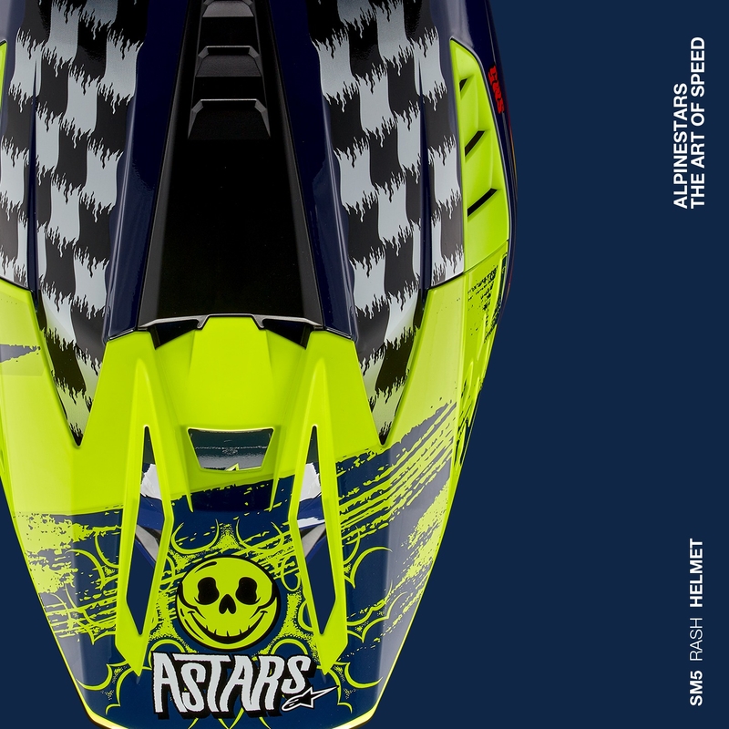 Casca motocross Alpinestars S-M5 Rash albastru-galben fluo