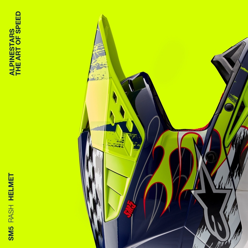 Casca motocross Alpinestars S-M5 Rash albastru-galben fluo
