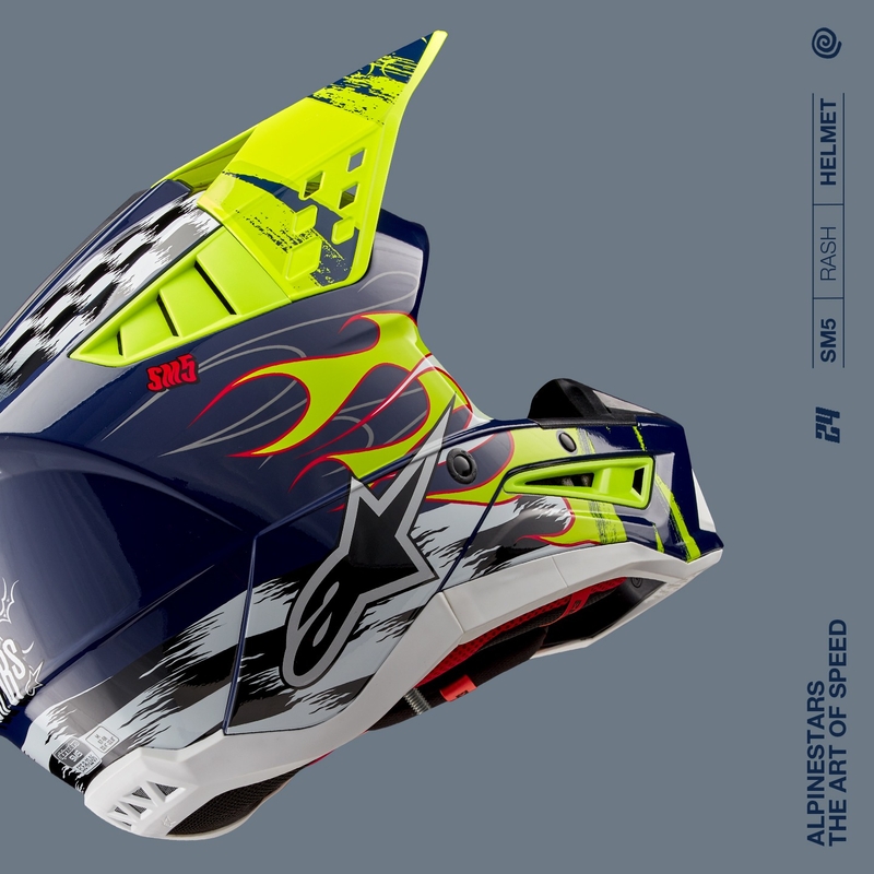 Casca motocross Alpinestars S-M5 Rash albastru-galben fluo