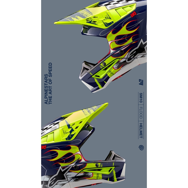 Casca motocross Alpinestars S-M5 Rash albastru-galben fluo