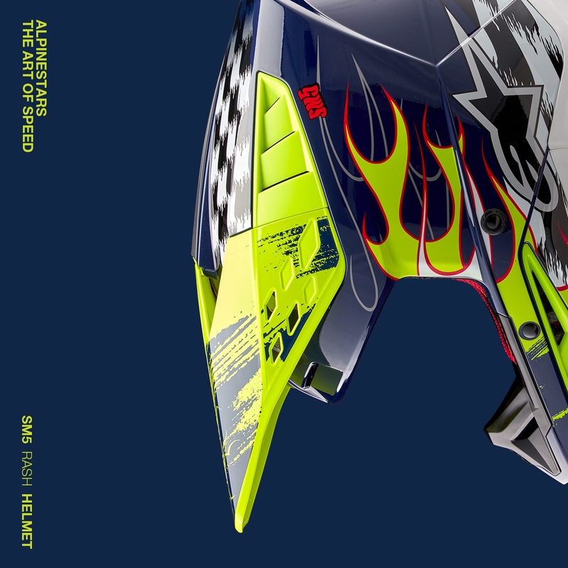Casca motocross Alpinestars S-M5 Rash albastru-galben fluo