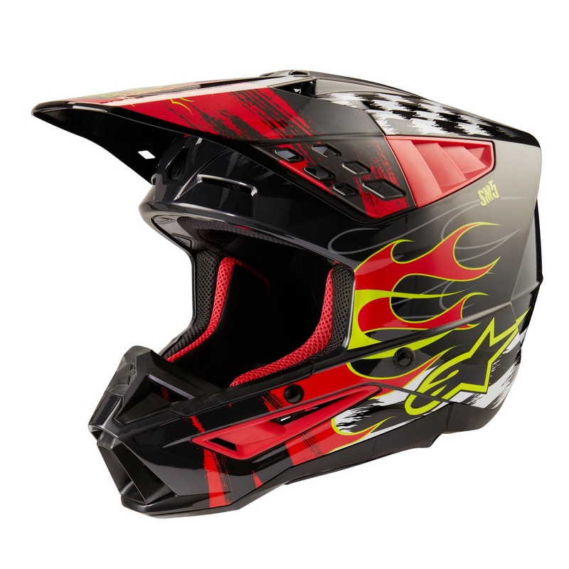 Casca motocross Alpinestars S-M5 Rash gri-rosu fluo