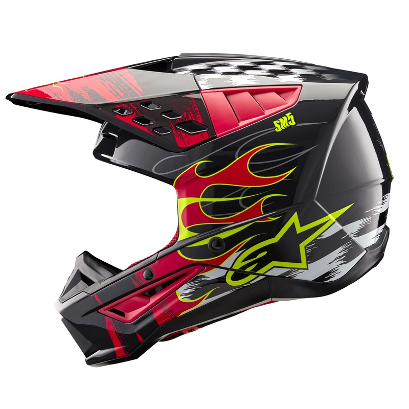 Casca motocross Alpinestars S-M5 Rash gri-rosu fluo