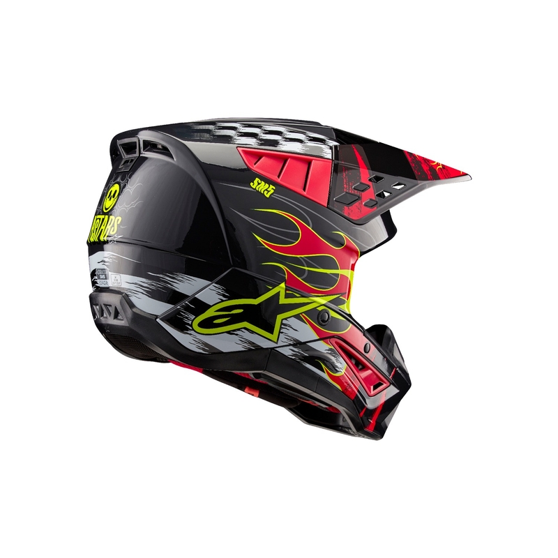 Casca motocross Alpinestars S-M5 Rash gri-rosu fluo