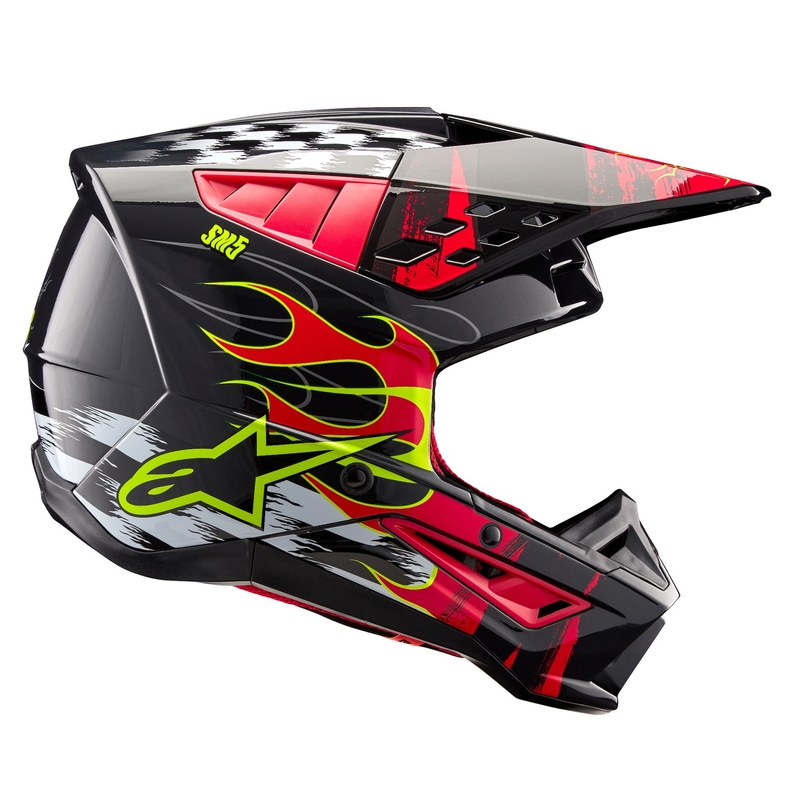Casca motocross Alpinestars S-M5 Rash gri-rosu fluo