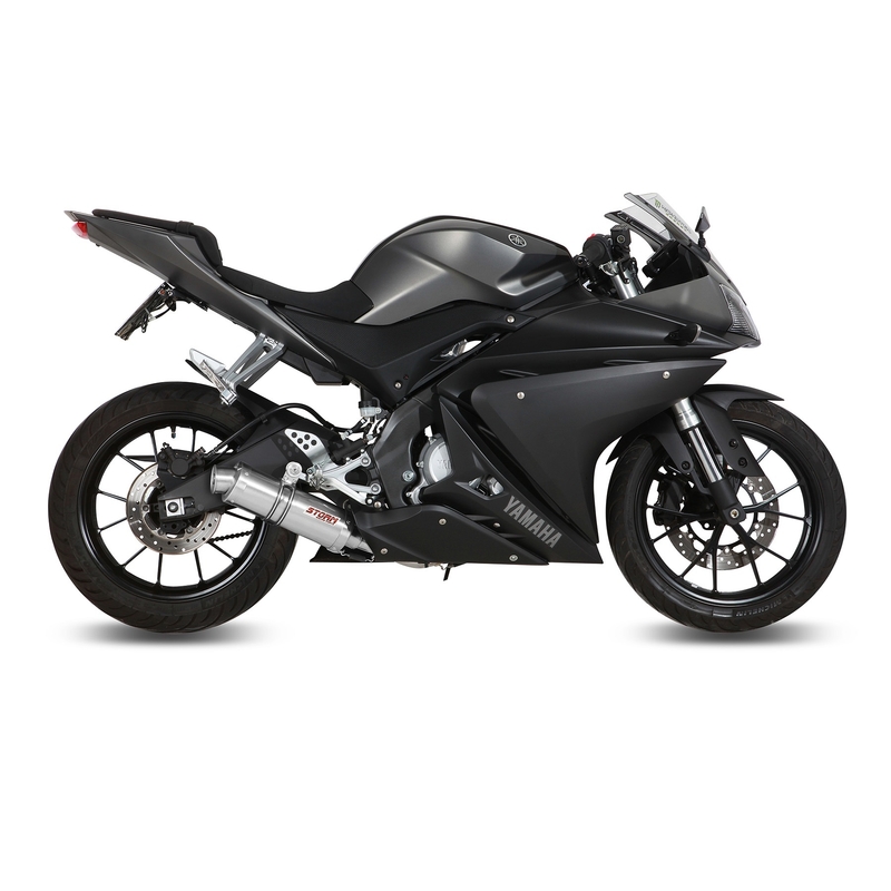Sistem de evacuare complet 1x1 STORM GP otel inoxidabil pentru YAMAHA YZF-R 125 2014-2018, YAMAHA MT 125 2015-2019