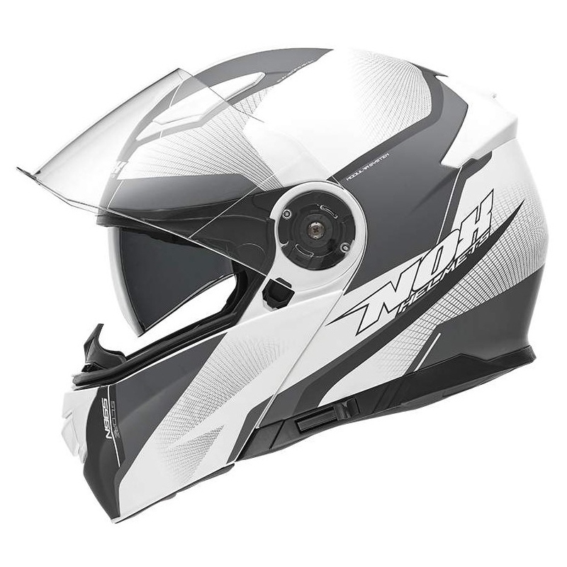 Cască de motociclist NOX N965 Score alb-gri-negru tip-up lichidare