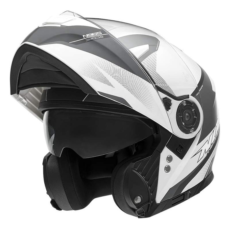 Cască de motociclist NOX N965 Score alb-gri-negru tip-up lichidare