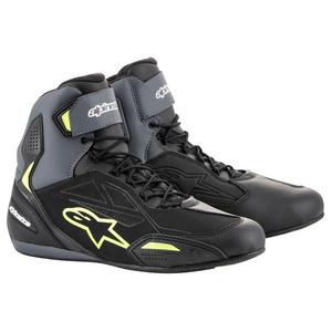 Ghete moto Alpinestars Faster-3 Drystar negru-gri-galben fluo