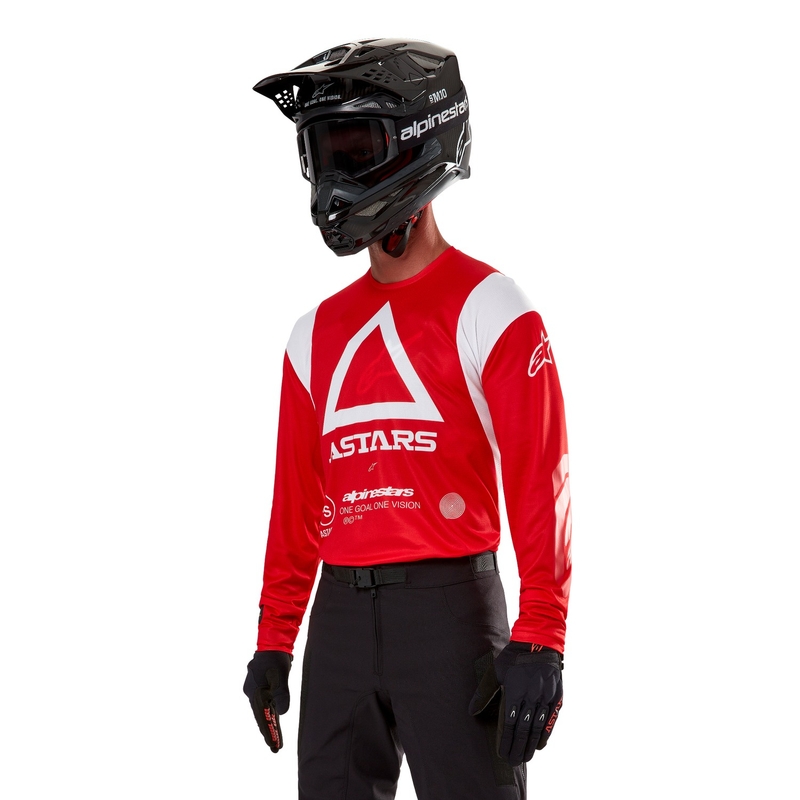 Tricou motocross Alpinestars Techdura roșu fluo