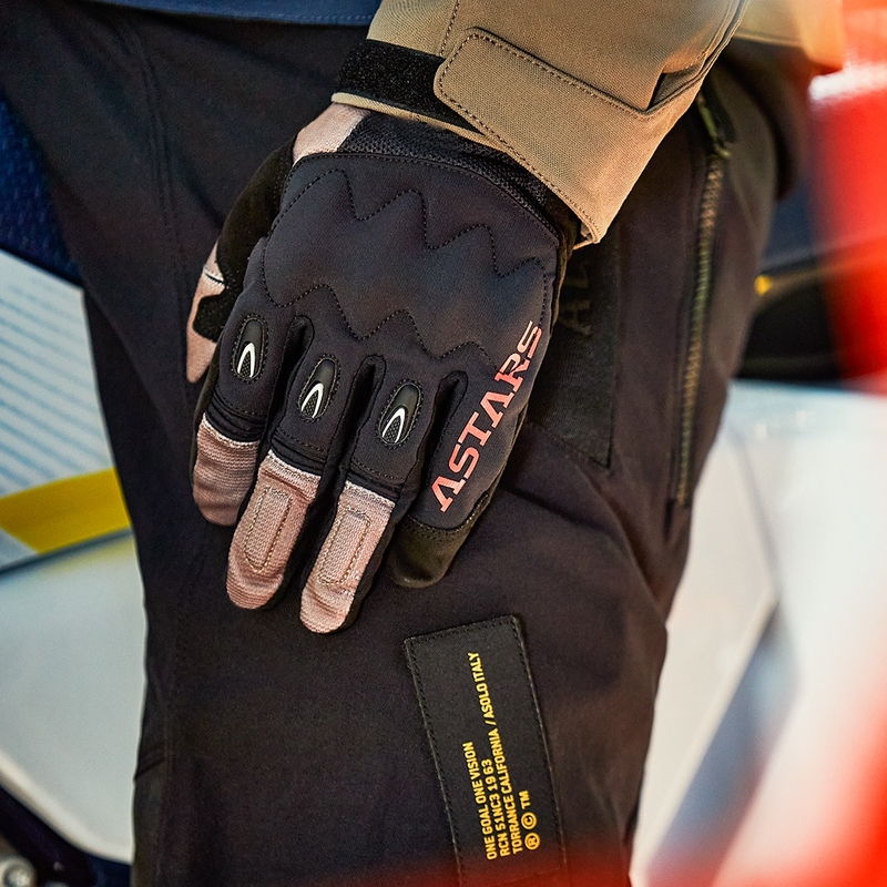 Mănuși motocross Alpinestars Techdura negru-maro-rosu fluo