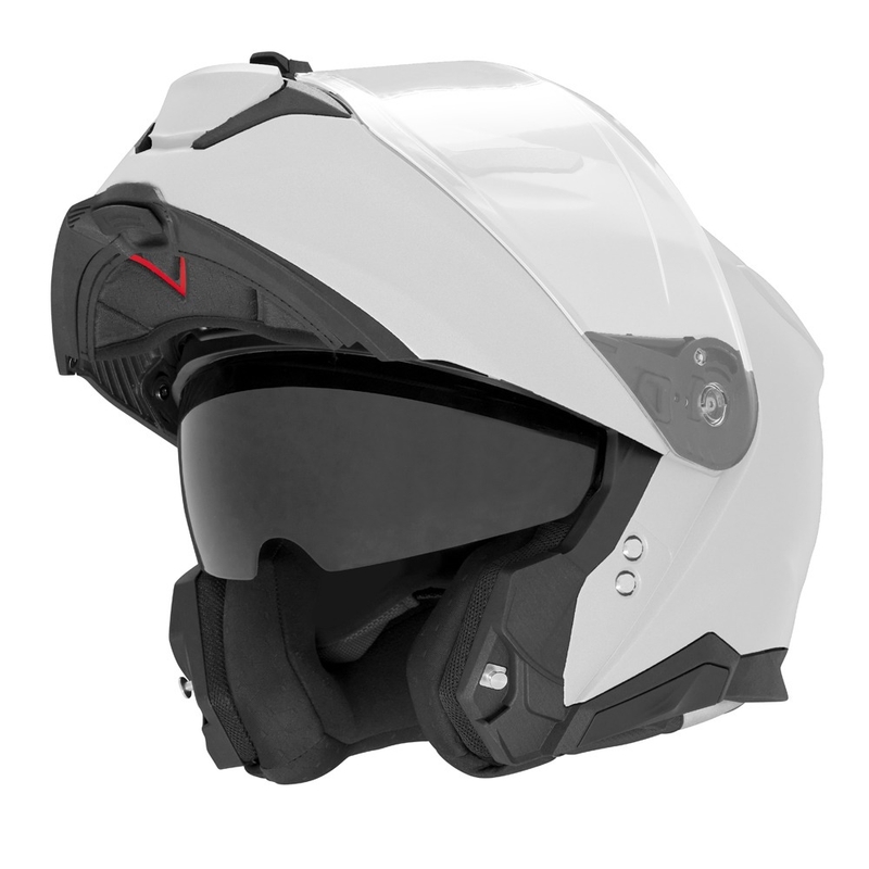 Casca de motocicleta rabatabila NOX N967 alba