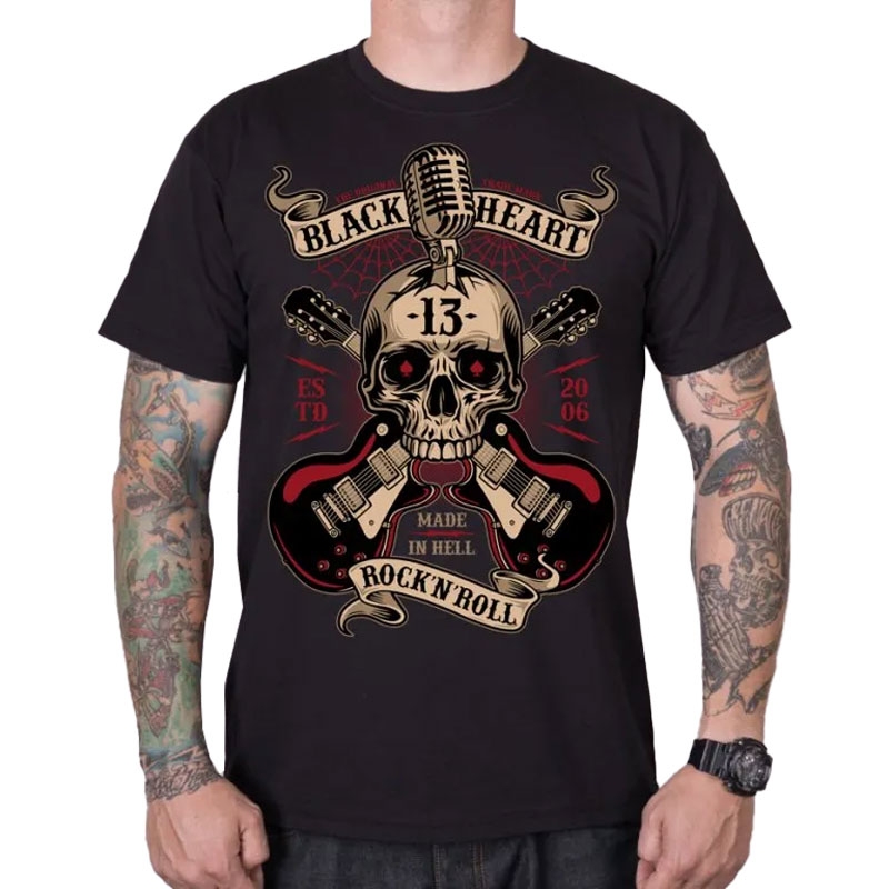 Tricou negru Rock N Roll Black Heart