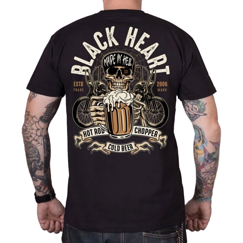 Tricou Black Heart Beer Biker negru