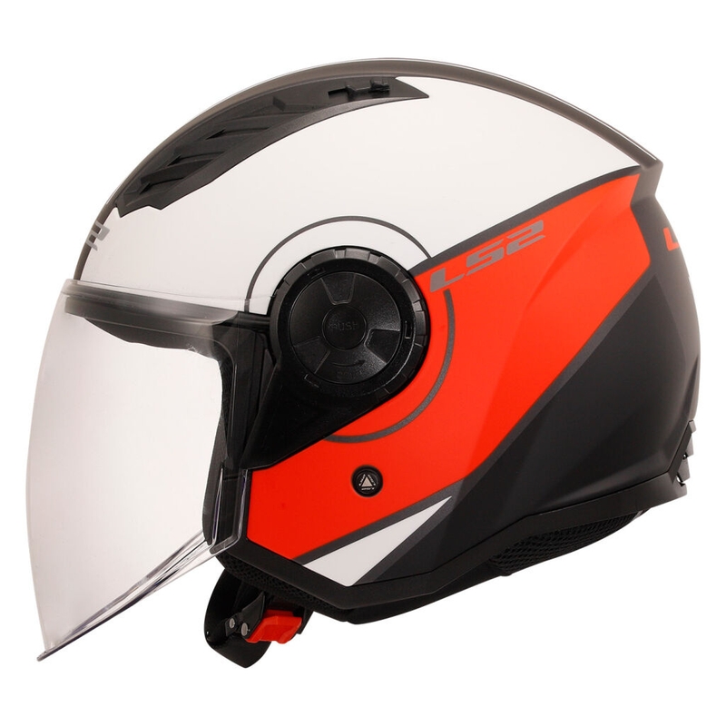 Casca moto deschisa LS2 OF616 Airflow II Cover mat alb-rosu