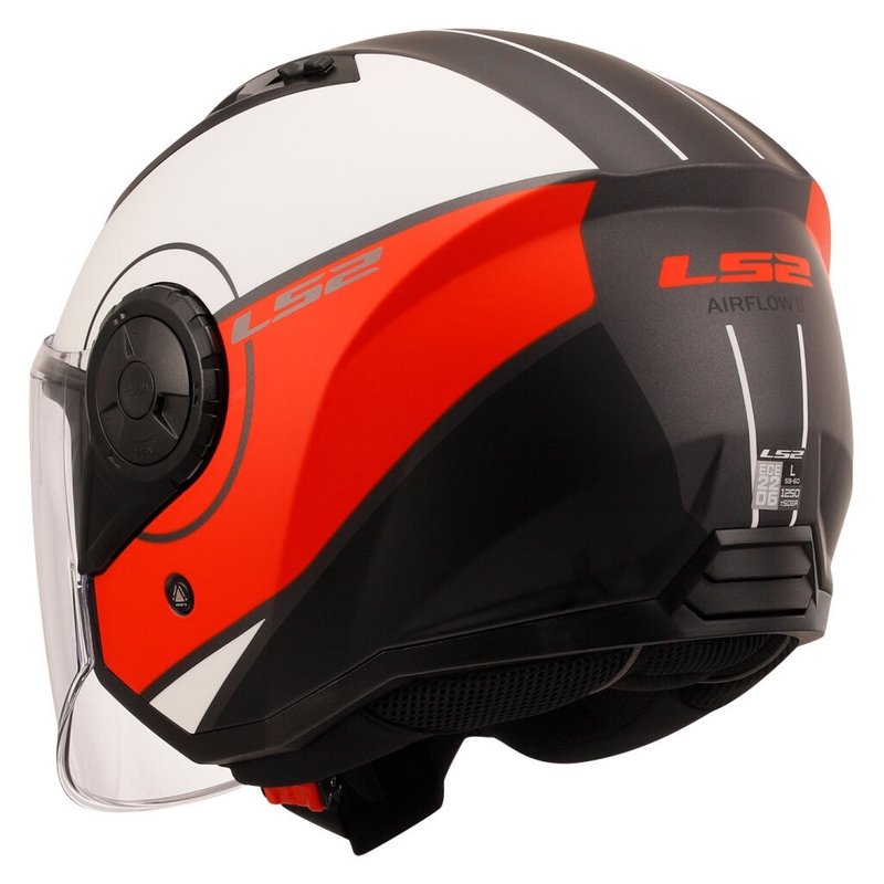 Casca moto deschisa LS2 OF616 Airflow II Cover mat alb-rosu