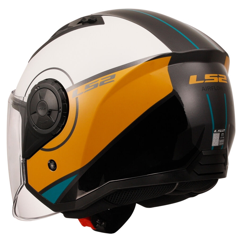 Casca moto deschisa LS2 OF616 Airflow II Husa alb-maro lucios