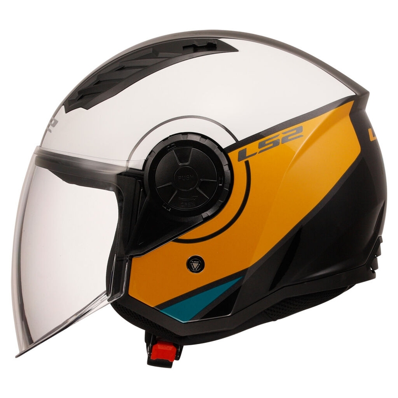 Casca moto deschisa LS2 OF616 Airflow II Husa alb-maro lucios