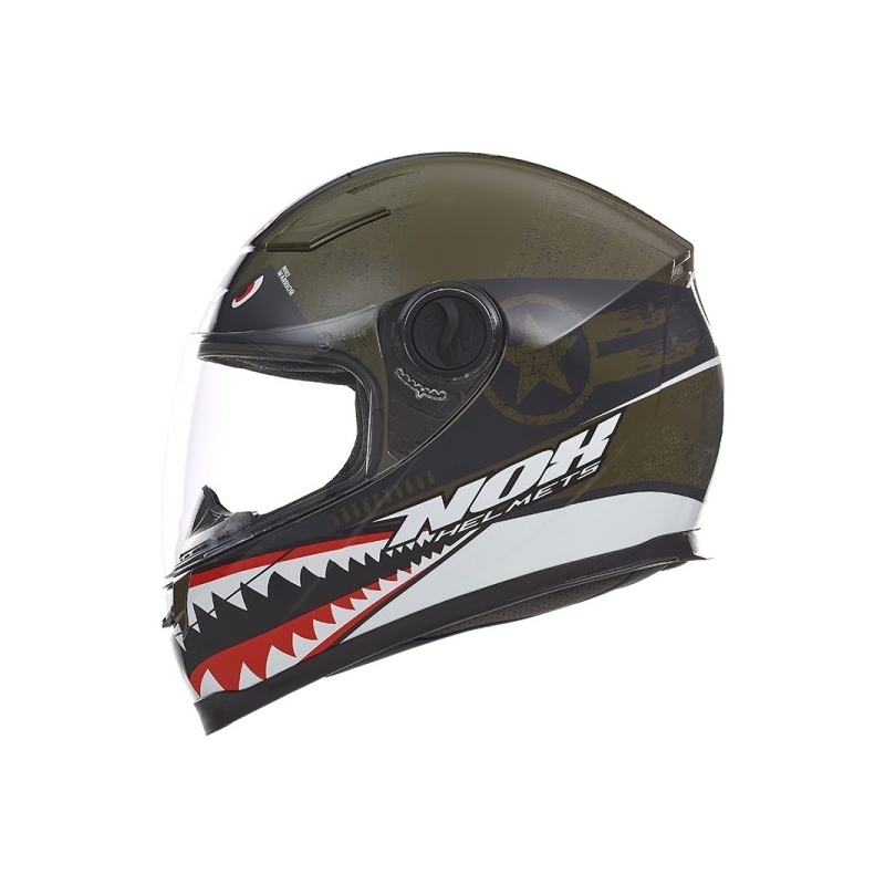 Cască integrală pentru copii NOX N682K Warrior kaki verde-negru-alb-roșu lichidare
