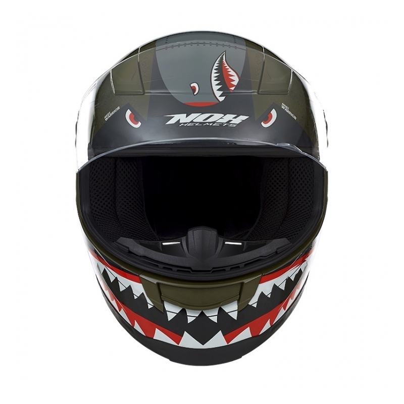 Cască integrală pentru copii NOX N682K Warrior kaki verde-negru-alb-roșu lichidare