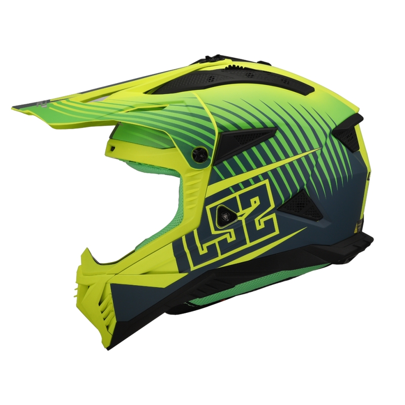 Casca motocross LS2 MX708 Fast II Duck verde-galben