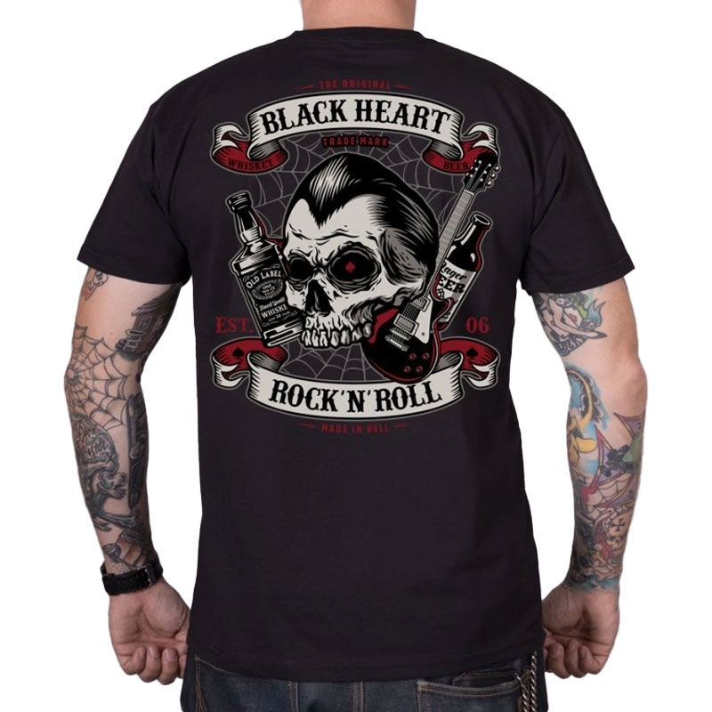 Tricou negru Black Heart Beer And Whisky