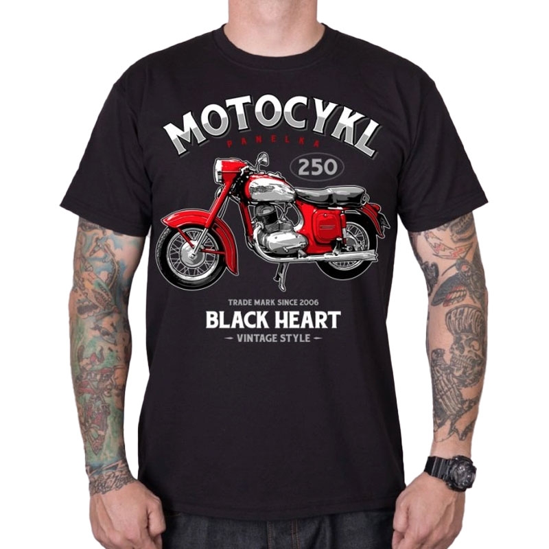 Tricou Black Heart Motorcycle Panelka negru
