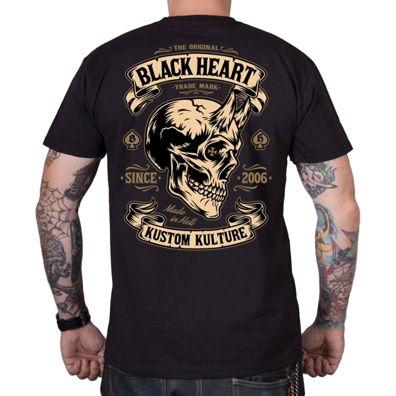 Tricou Black Heart Devil Skull negru