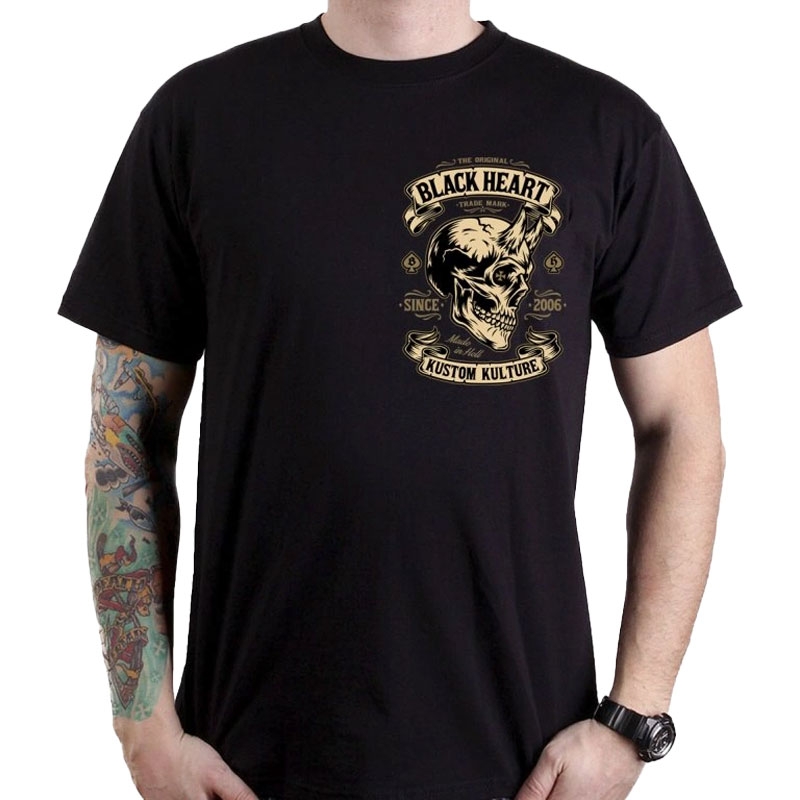 Tricou Black Heart Devil Skull negru