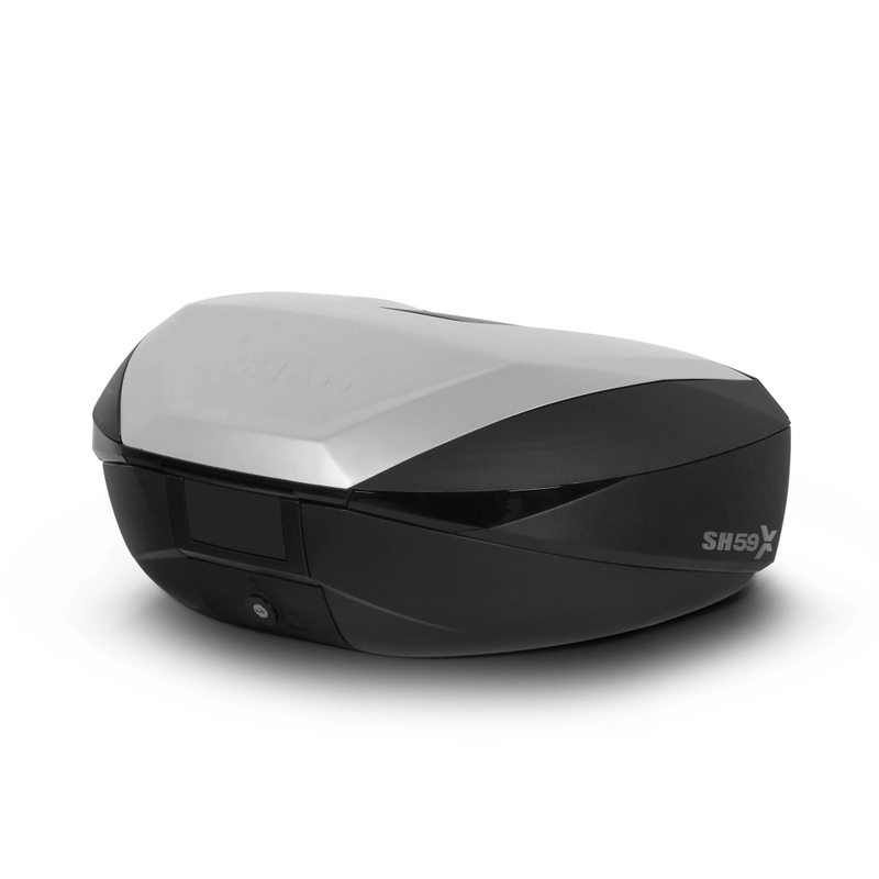 Top case SHAD SH59X negru cu capac de aluminiu (expandable concept) with PREMIUM SMART lock and backrest
