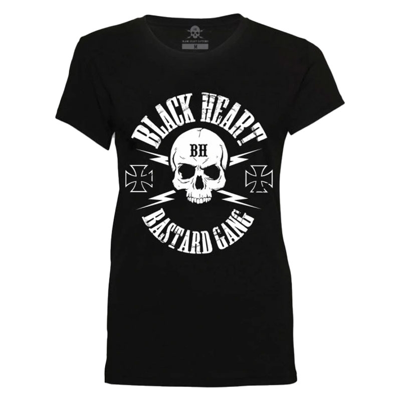 Tricou dama Black Heart Bastard Skull negru