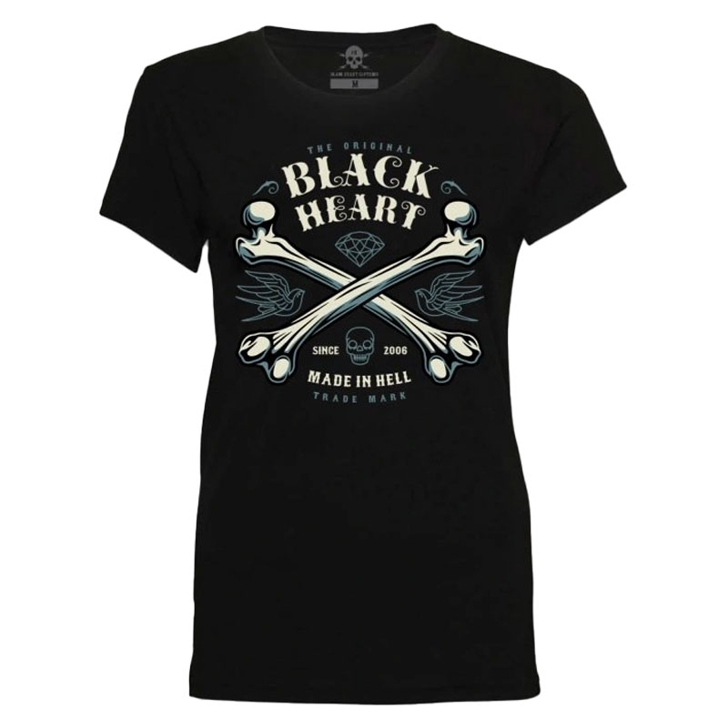 Tricou dama Black Heart Bones negru