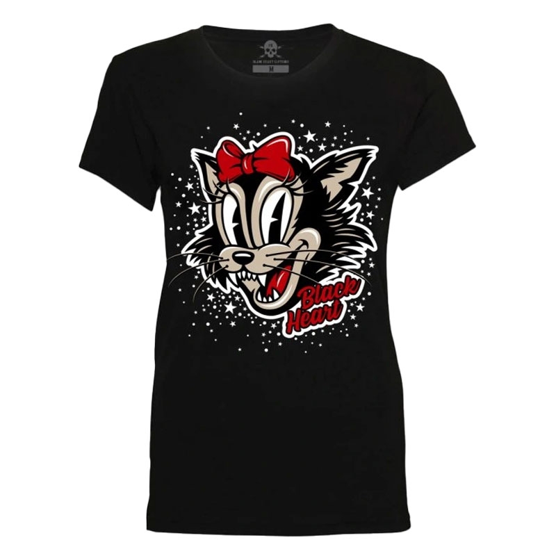 Tricou dama Black Heart Bad Cat negru