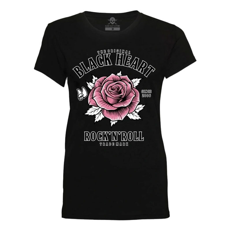 Tricou Black Heart Rock N Roll Rose dama negru