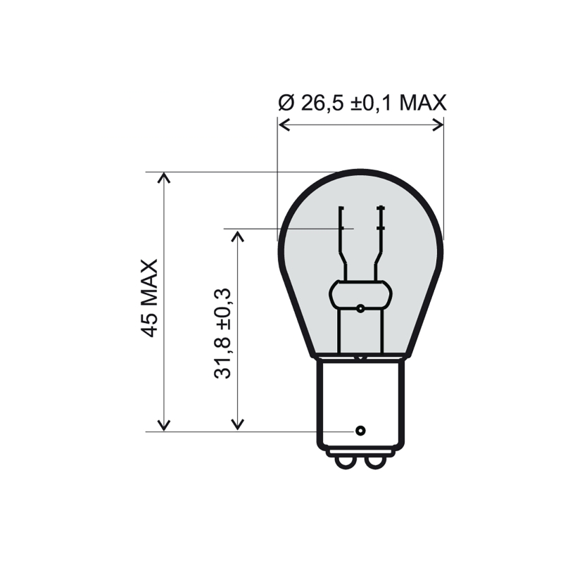 Lamp RMS 12V 21W S25 BAU15S