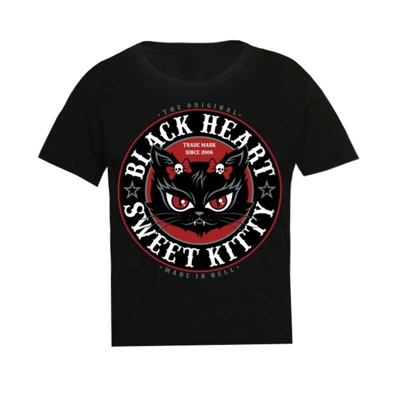 Tricou pentru copii Black Heart Heart Kitty negru