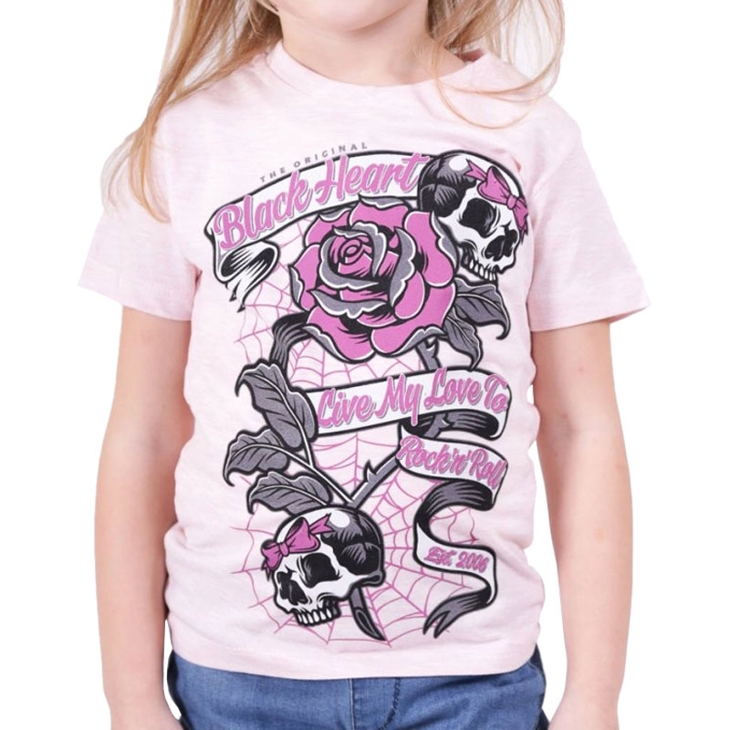 Tricou pentru copii Black Heart Ribbon Rose roz