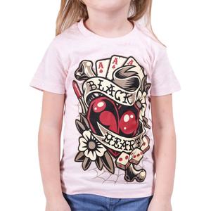 Tricou pentru copii Black Heart Rockabilly Heart roz