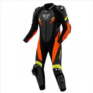 Costum de piele pentru motociclete Shima Hyper-RS negru-portocaliu-galben fluo
