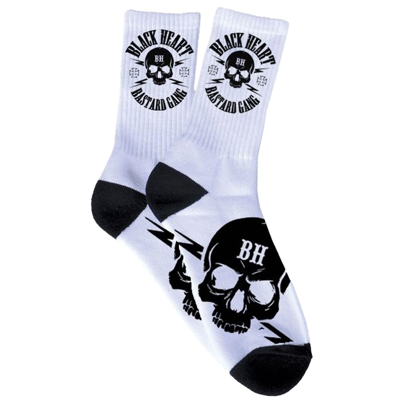 Șosete Black Heart Bastard Skull albi